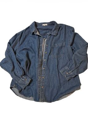 Maurices Blue Denim Button-Up Top